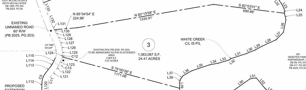 Survey map showing parcel boundaries and measurements for a 24.41-acre plot.